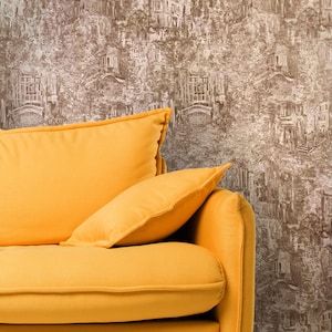 Faux Vintage Rug Old City Wallpaper brown Beige gold roll textured wall covering