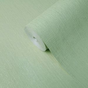 May include: A roll of green textured wallpaper. The wallpaper has a subtle, woven pattern.