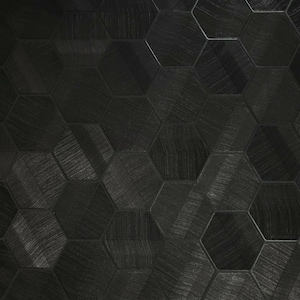 Contemporary Modern Italian Hexagon Feature Black textured faux sisal grasscloth texture Wallpaper 3D Geometric wall coverings Z44801