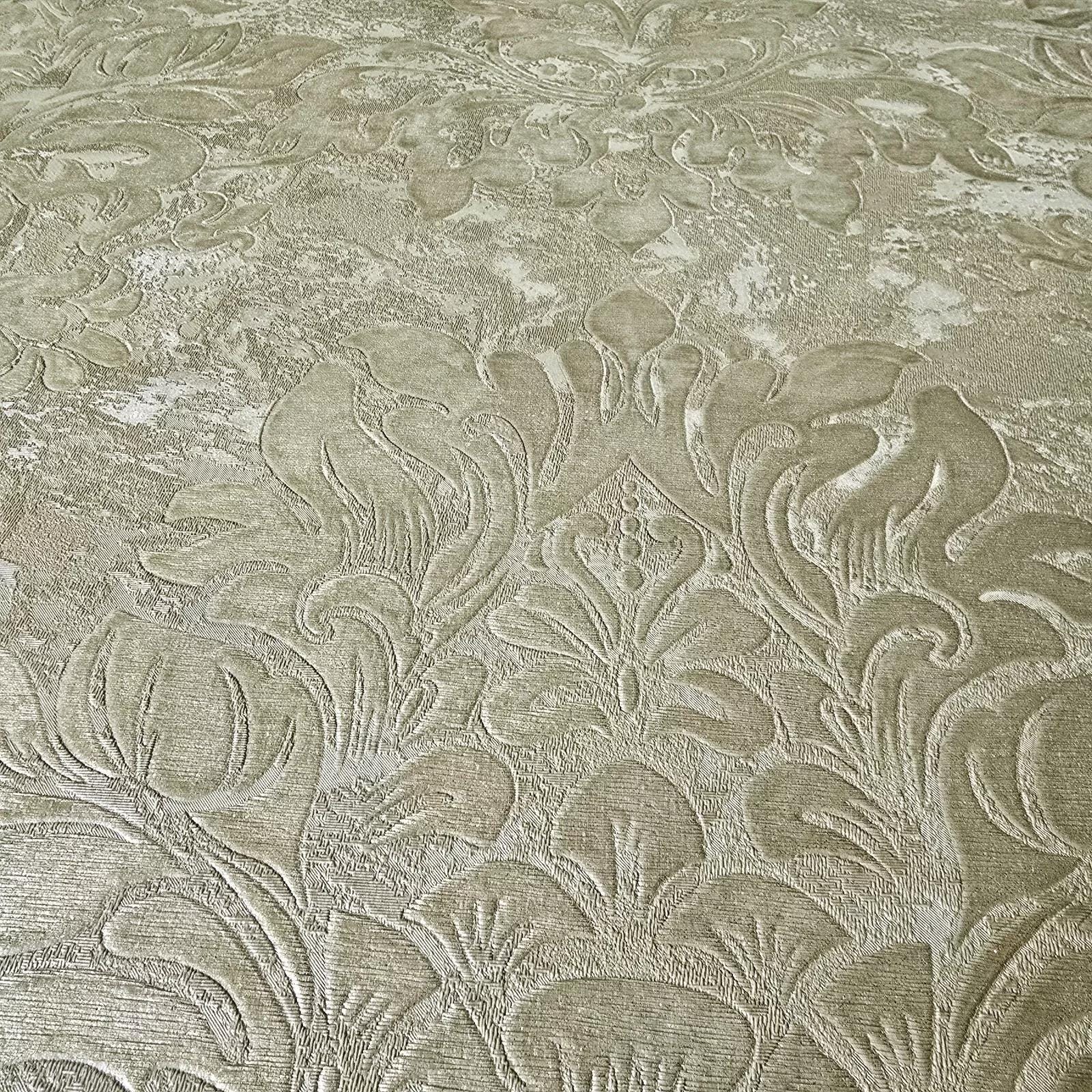 Taupe Tan Cream Gold Metallic Victorian Floral Damask Plaster Textured ...
