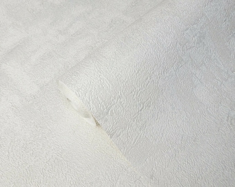 Contemporain Textured Plain Wallpaper ivoire off or blanc faux béton plâtre textures 3D revêtements muraux