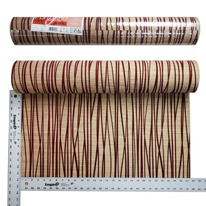 Carta da parati con trama floccata Flock linee di floccaggio metallizzato oro velluto rosso bordeaux immagine 5
