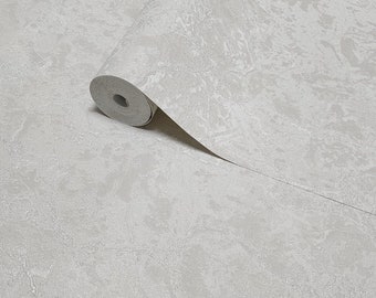 Modern Plaster Texture Ivory Wallpaper, 3D Faux Textured Wallpaper ...