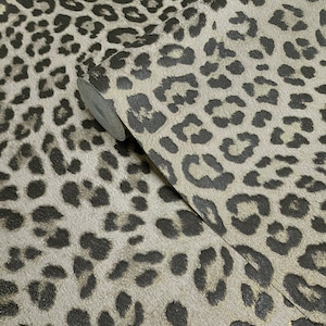 Brown bronze brass gold metallic faux leopard cheetah skin textured wallpaper 3D