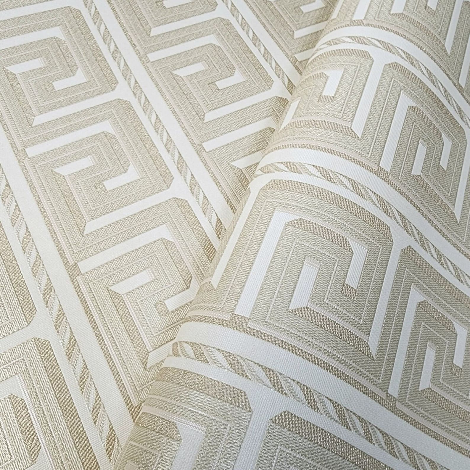 Striped Embossed Beige Tan Gold Metallic Glitter Faux Fabric Textured ...