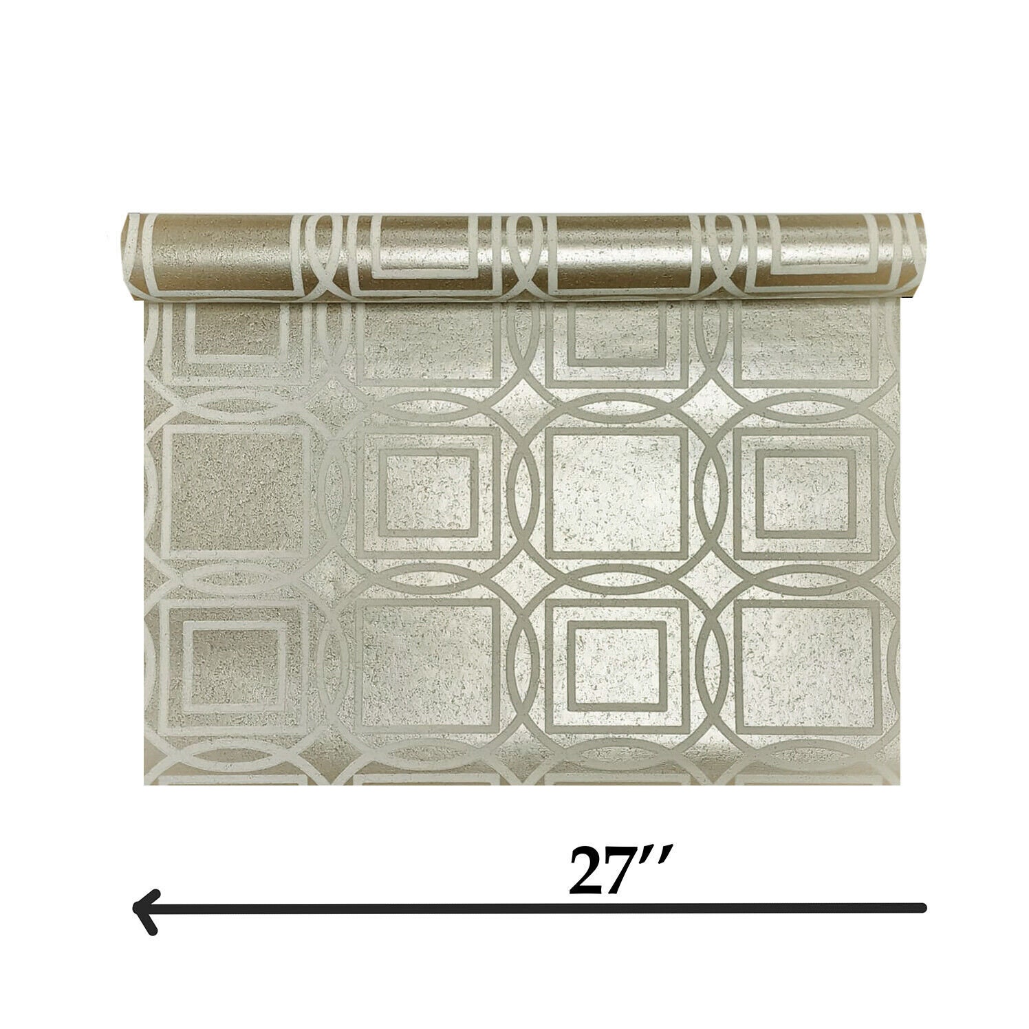 Brass Nickel Gold Metallic off White Geo Trellis Square