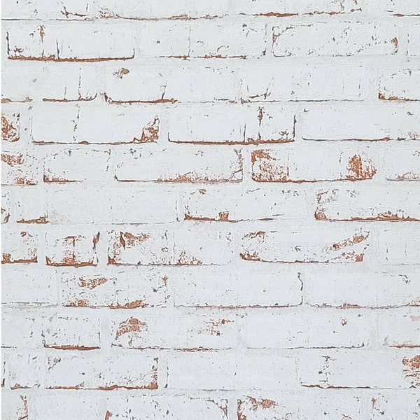 Textured 3D distressed white red modern faux brick plaster Vinyl Wallpaper rolls