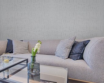 Ronald Redding white gray cracked paint lines textured modern Wallpaper