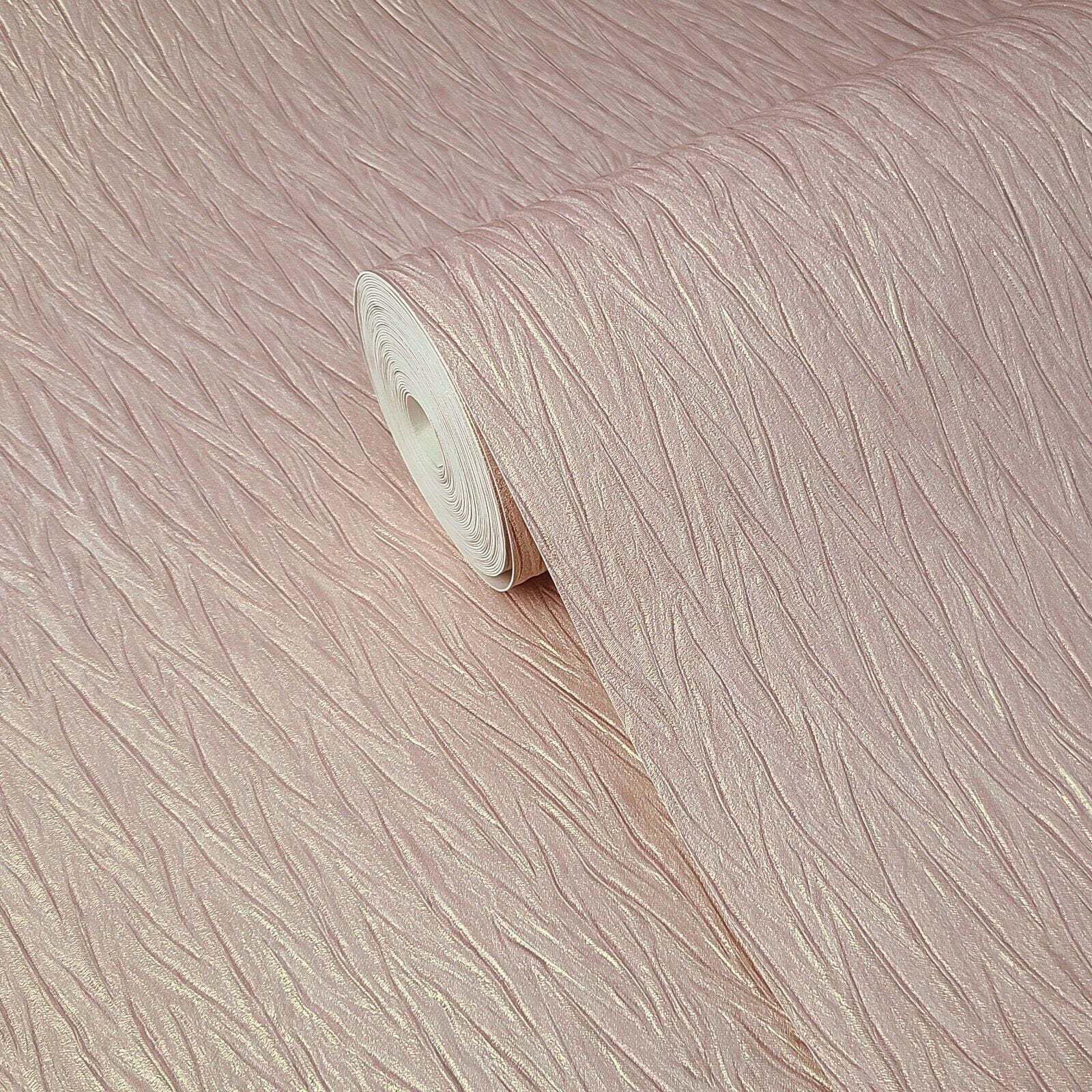 Embossed Wallpaper rose gold metallic Textured plain vertical lines faux fabric
