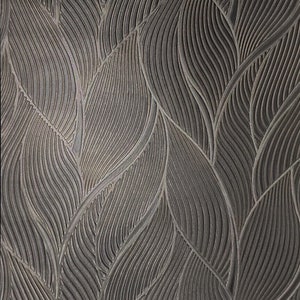 Embossed bronze metallic faux fabric wave lines textured contemporary wallpaper