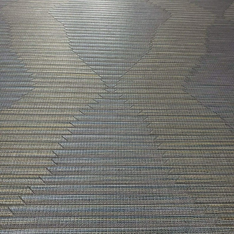 Textured Wallpaper Blue Gray Gold Diamond Stripes Pattern Faux Etsy