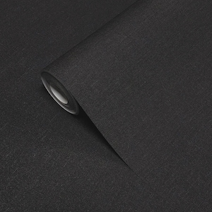 Black Contemporary faux fabric Textured wallcoverings plain modern Wallpaper