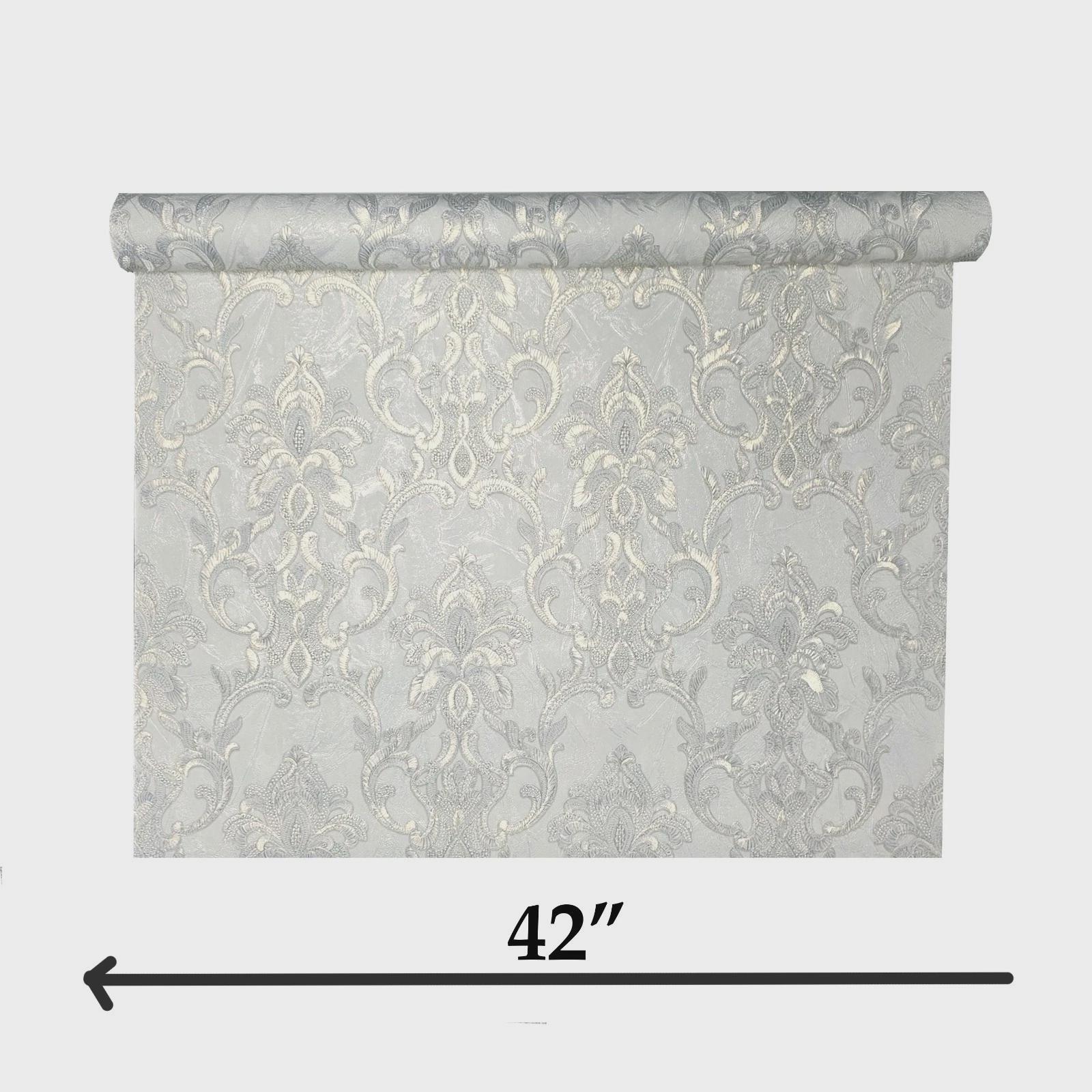 Ivory Gold Brass Gold Metallic Faux Plaster Textured Victorian Damask ...