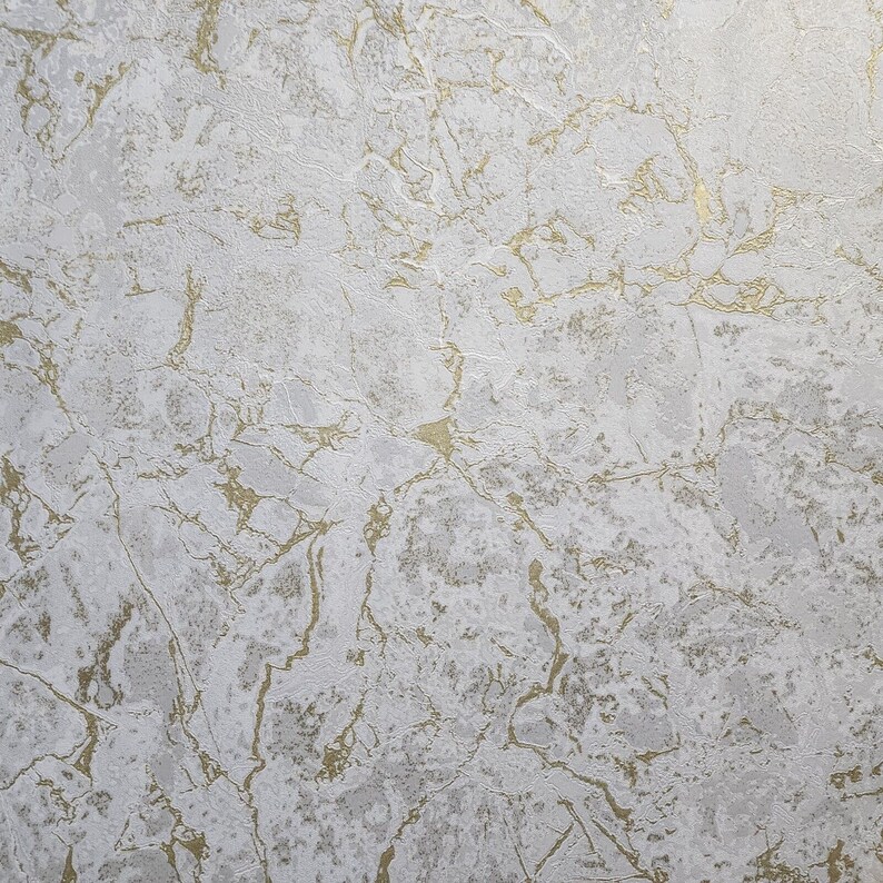 Plain Ivory off White Gold Metallic Faux Cracked Concrete Textured ...