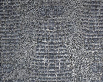 Crocodile gray blue gold metallic Textured Wallpaper faux alligator skin leather