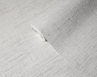 Plain Gray Tan Faux paper weave grasscloth textured vinyl contemporary wallpaper