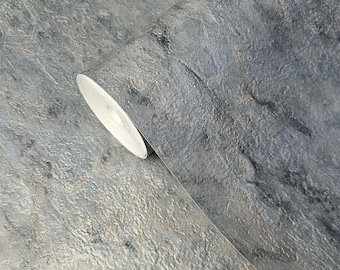 Rustic Gray silver gold metallic faux stone plaster imitation textured wallpaper