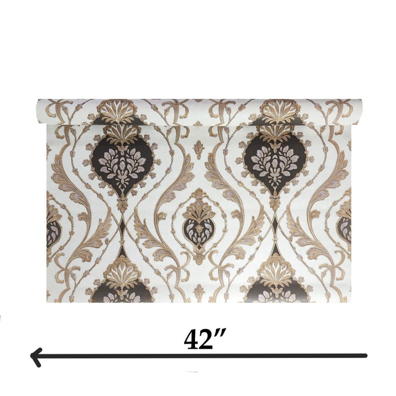 Vinyl Victorian White Purple Gray Gold Metallic Ogee Damask Textured ...