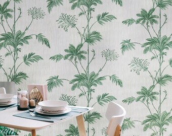 Floral Grasscloth Wallpaper - Etsy