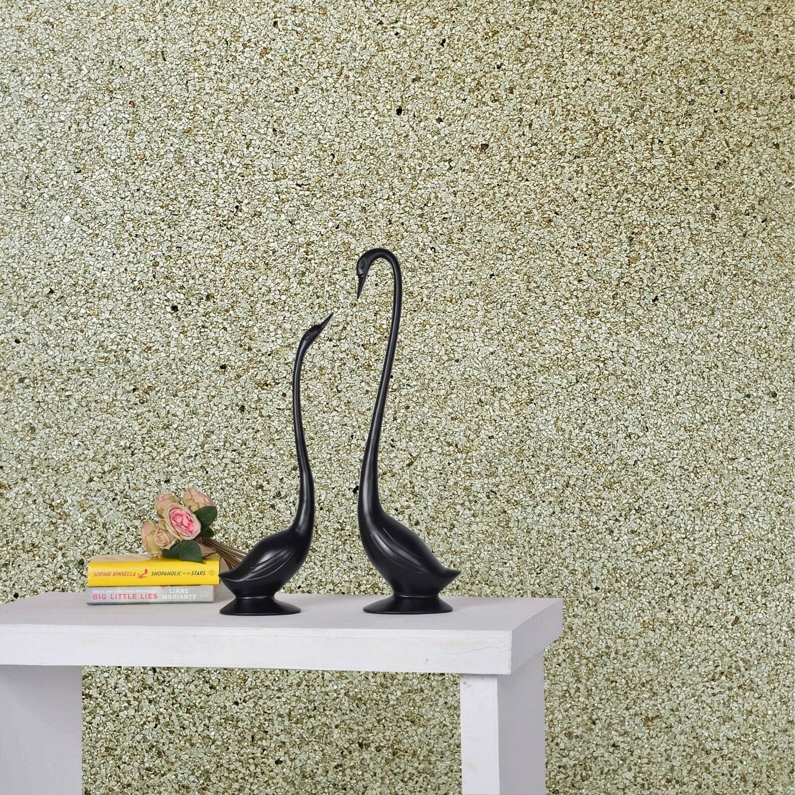 Beige Gold Metallic Big Chip Natural Real Mica Stone Textured Wallpaper ...