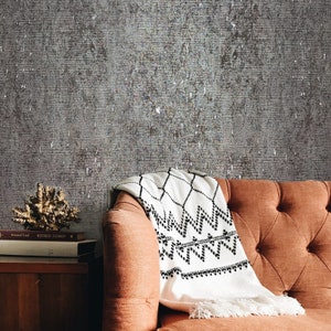 Real natural cork brown black silver metallic modern textured Wallpaper