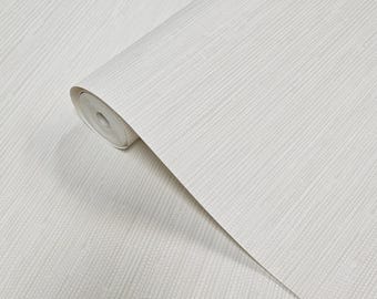 Banni off white heavy vinyl faux grasscloth textured plain modern wallpaper roll