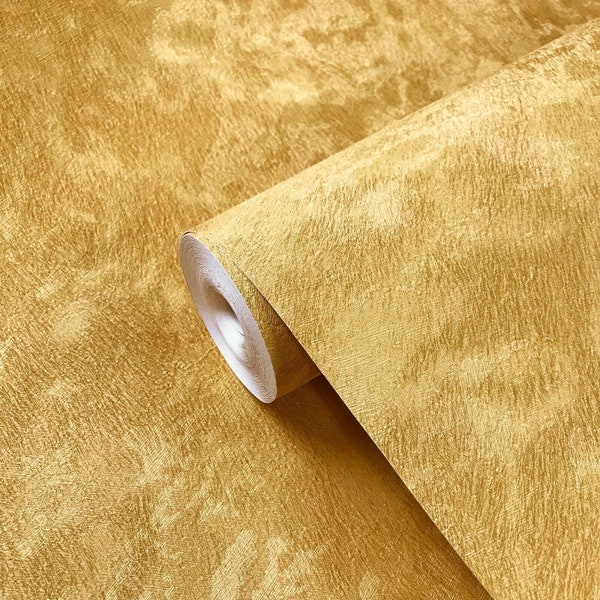 Wallpaper roll gold metallic Textured Plain Modern wall coverings animal fur