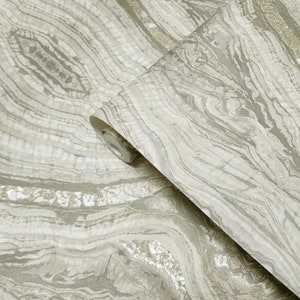 Olive gray pearl Kaleidoscope faux marble mineral stone Wallpaper 3D