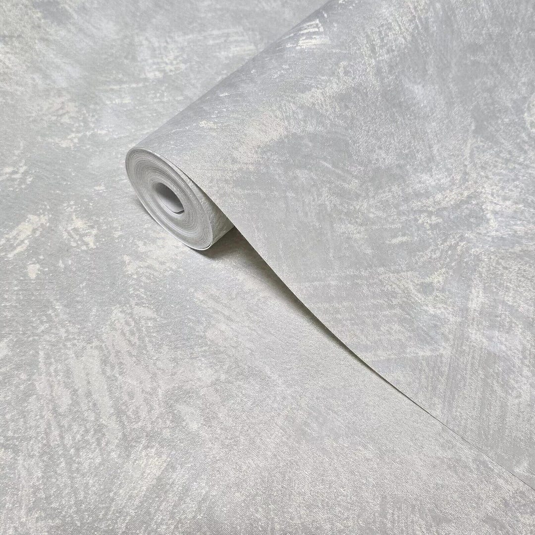 Modern Satin Ivory Gold Metallic Faux Concrete Plaster Textured Plain ...