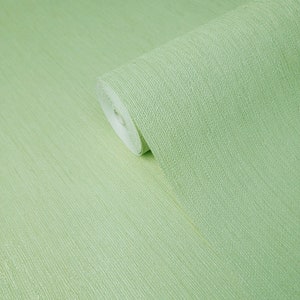 Contemporary Modern Wallpaper Plain light Green Faux Grass Sack Grasscloth Textured Vertical Lines wallcoverings