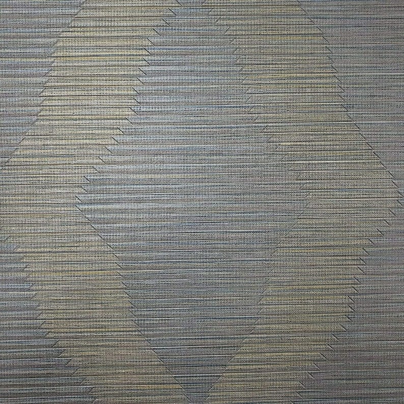 Textured Wallpaper Blue Gray Gold Diamond Stripes Pattern Faux Etsy