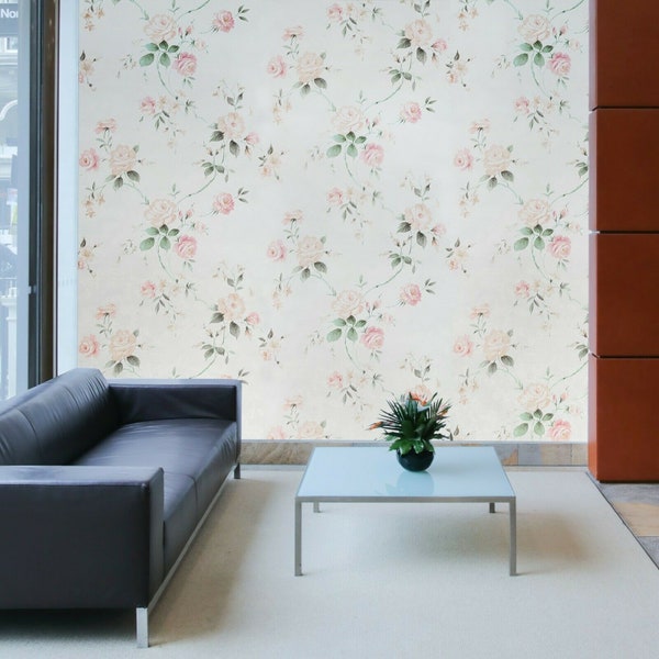 Pink Floral Wallpaper Etsy