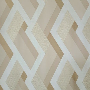 Textured beige tan gold metallic abstract stripes modern wallpaper 3D Illusion