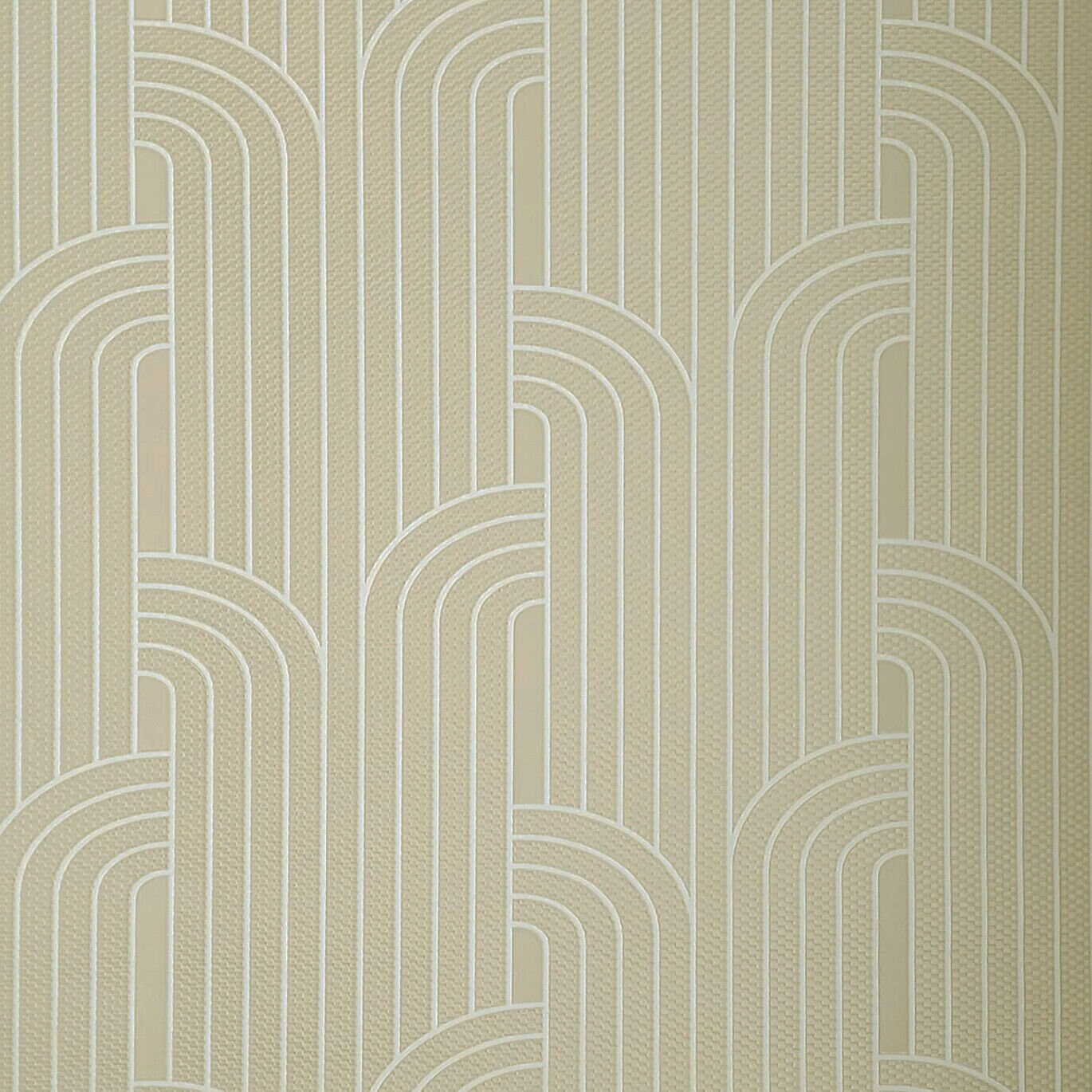 Textured Beige Gold Metallic White Art Deco Lines Faux Fabric Modern ...
