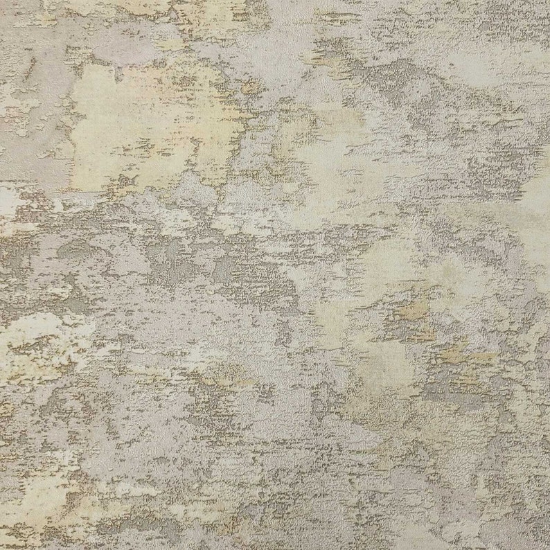 Carta da parati con texture in finto intonaco vintage in finta crema color oro marrone chiaro opaco immagine 9