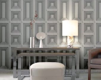 3-D Modern gray Silver Metallic Faux Wood Panel Imitation Textured Wallpaper 3D