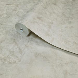 Embossed Ivory tan cream gold metallic wallpaper textured faux concrete plaster