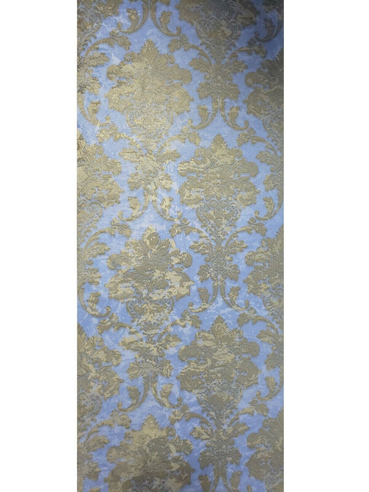 Wallpaper Blue Gold Brass Metallic Textured Victorian Vintage Rustic ...