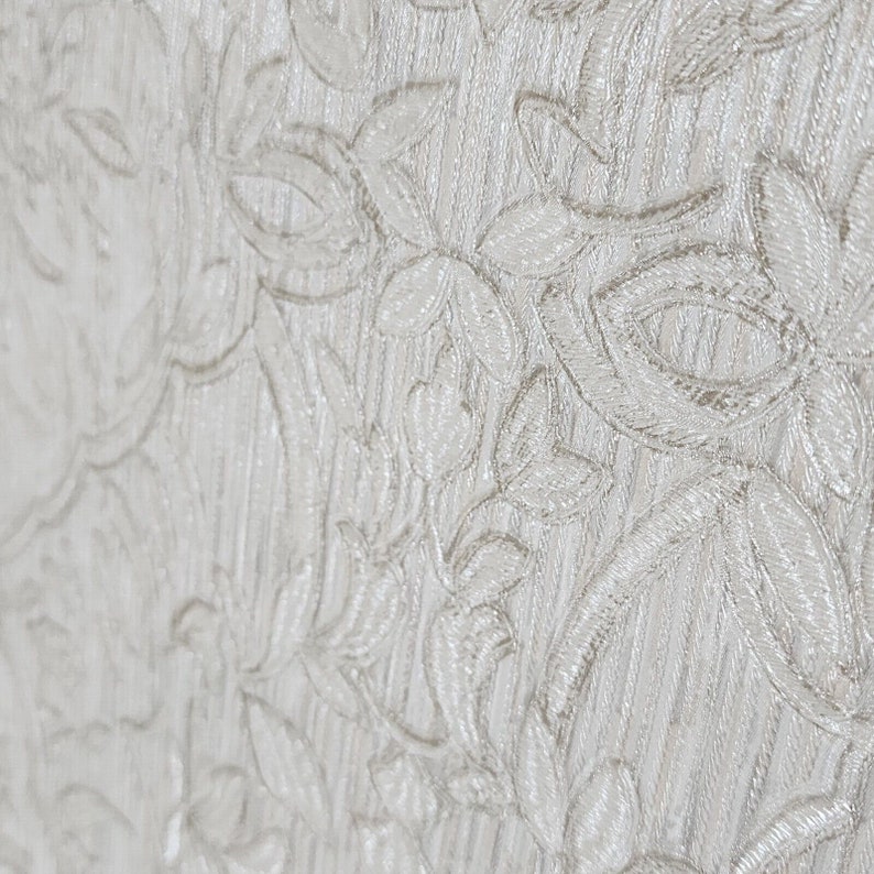 Floral Damask Neutral Beige off White Cream Faux Fabric Textured ...