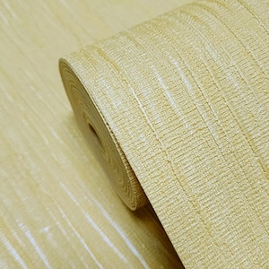 Lemon Yellow Upholstery faux fabric heavy textured embossed wallpaper