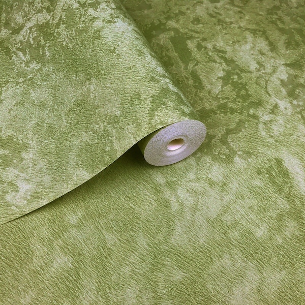 Wallpaper green metallic Textured Plain Modern faux fur look wall coverings roll