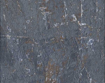 Carta da parati in sughero metallizzato blu navy oro argento