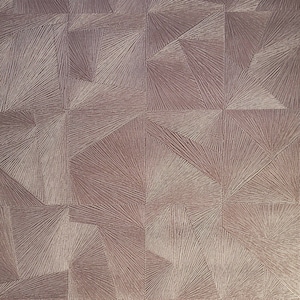 May include: A textured wallpaper with a geometric pattern of overlapping triangles in shades of brown and beige.