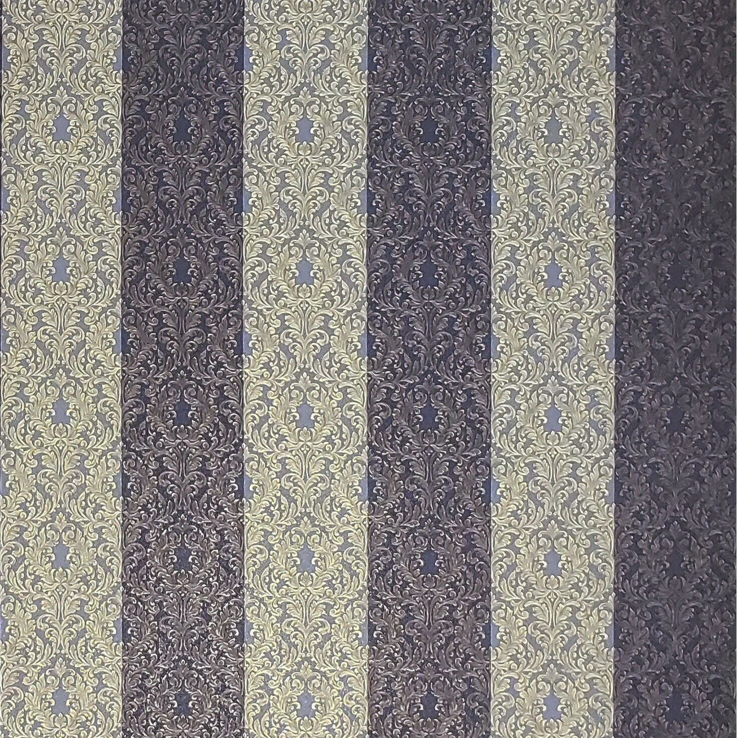 Wallpaper Striped Victorian Damask Purple Brass Gold Metallic Stripe ...