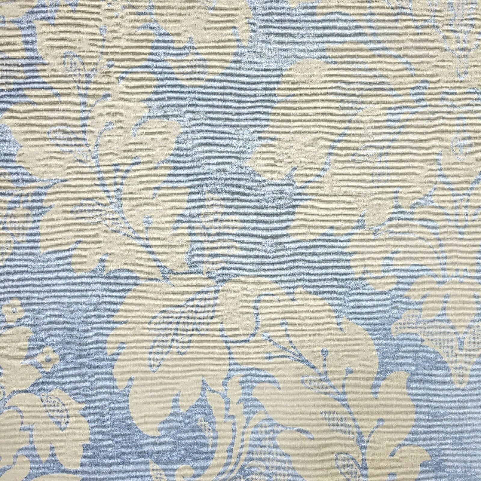 Vinyl Wallpaper Blue Beige Rustic Victorian Vintage Damask Etsy