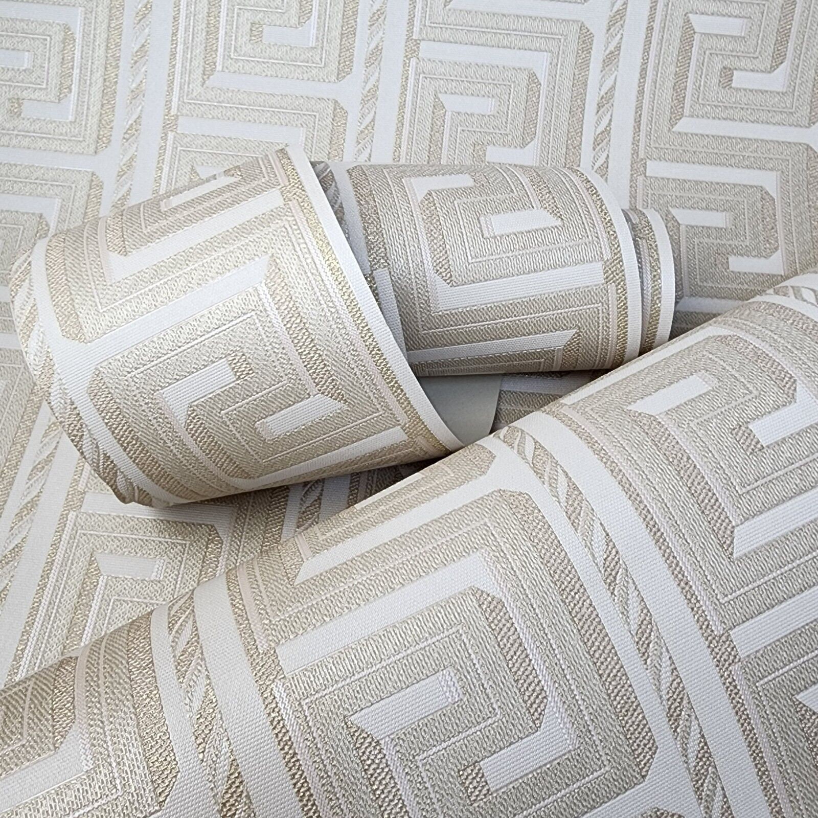 Striped Embossed Beige Tan Gold Metallic Glitter Faux Fabric Textured ...