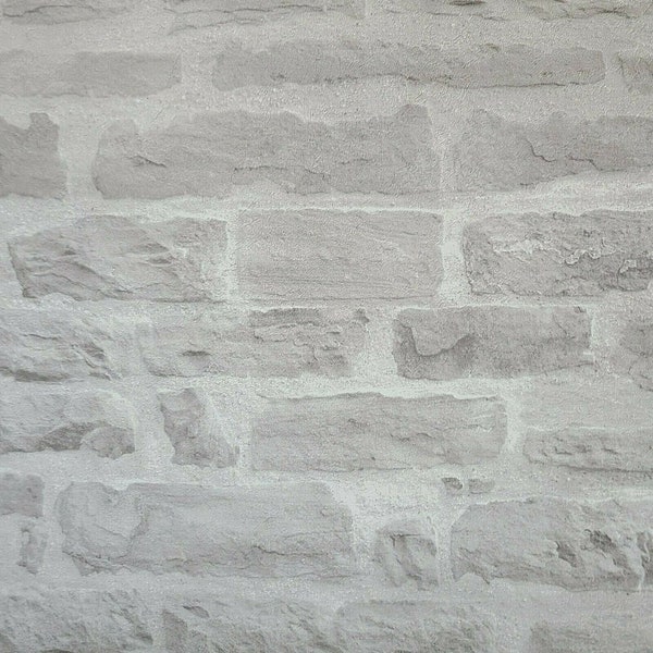 Wallpaper textured matt gray modern faux concrete stone brick wallcoverings roll