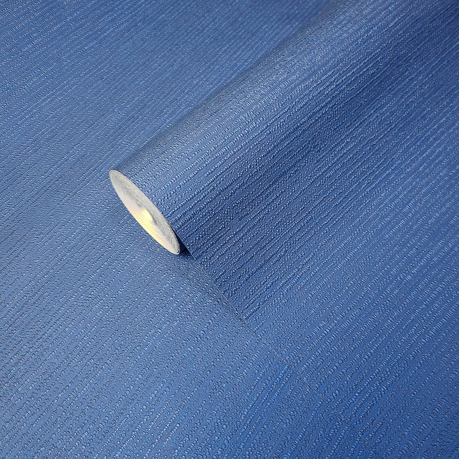 Modern Royal navy blue plain faux fabric horizontal lines textured Wallpaper 3D