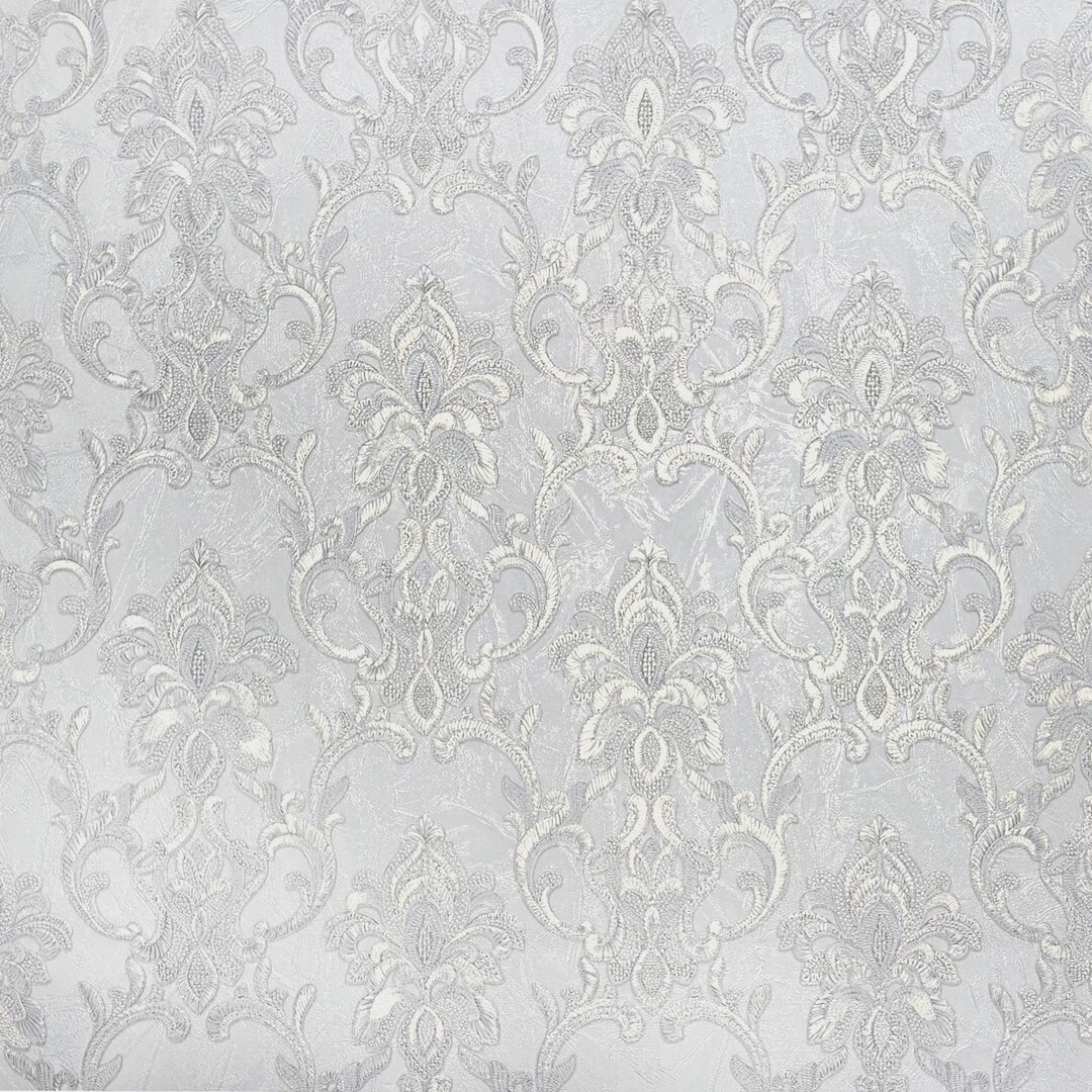 Ivory Gold Brass Gold Metallic Faux Plaster Textured Victorian Damask ...
