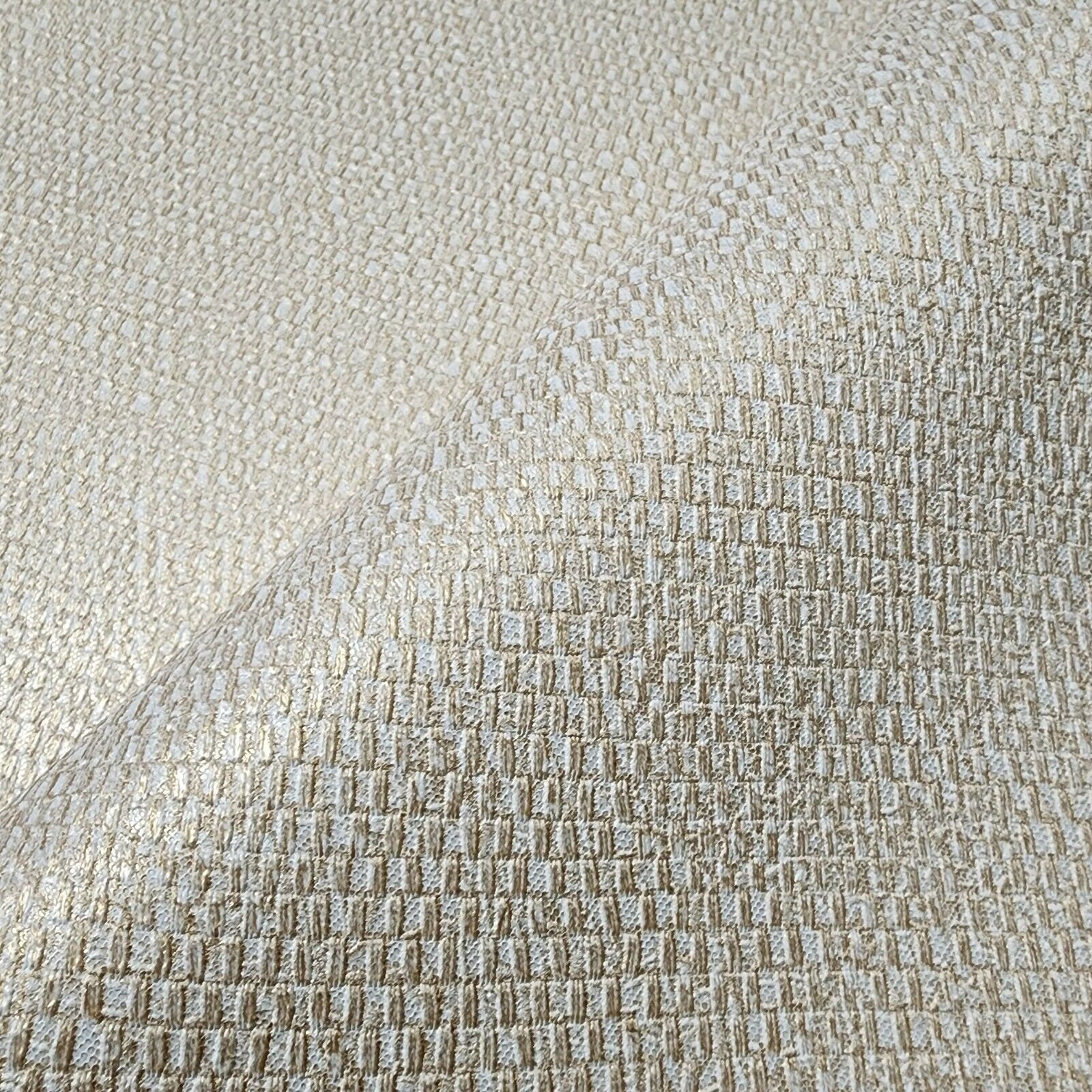 Modern Ivory off White Gold Metallic Faux Woven Fabric Textured ...